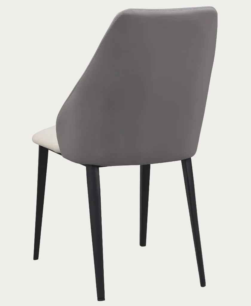 Jocelyn gray side chair with black legs on a white background