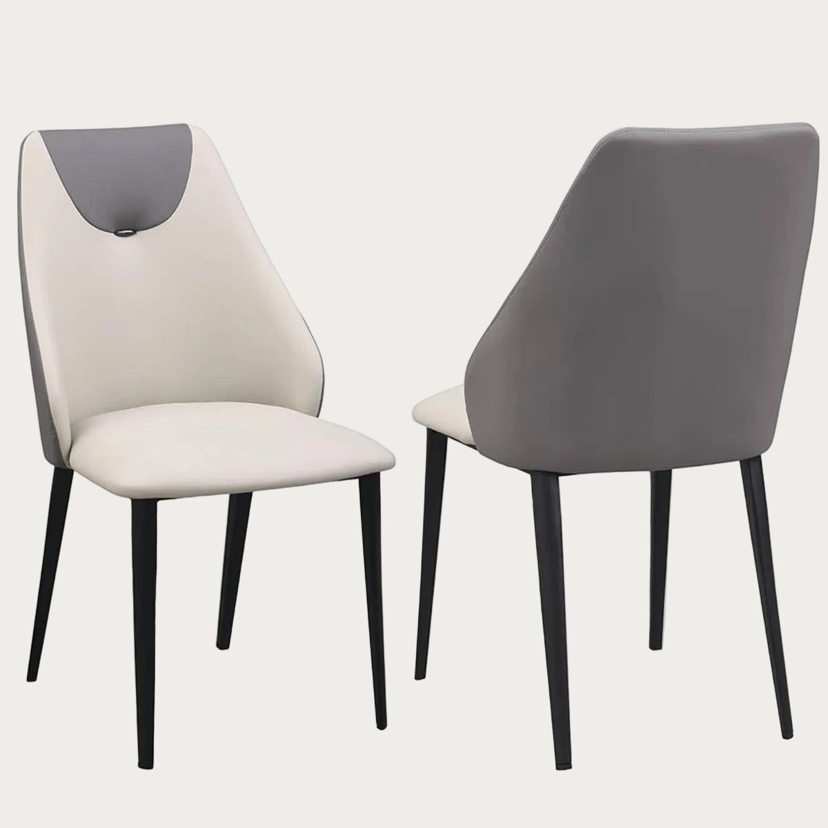 Two Jocelyn chairs with gray and beige seats