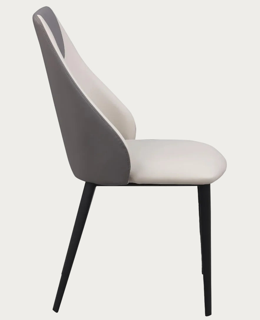 Jocelyn modern side chair with gray backrest and white seat