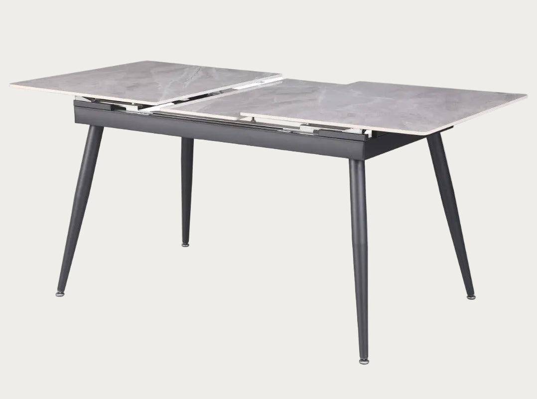 Judith dining table with marble-like top and metal legs 