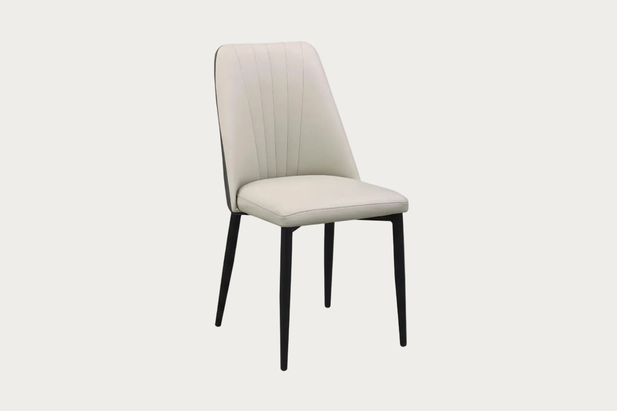 Judith beige side chair with black legs 