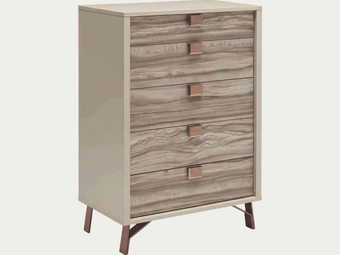 Jupiter wooden chest with wavy pattern on a white background