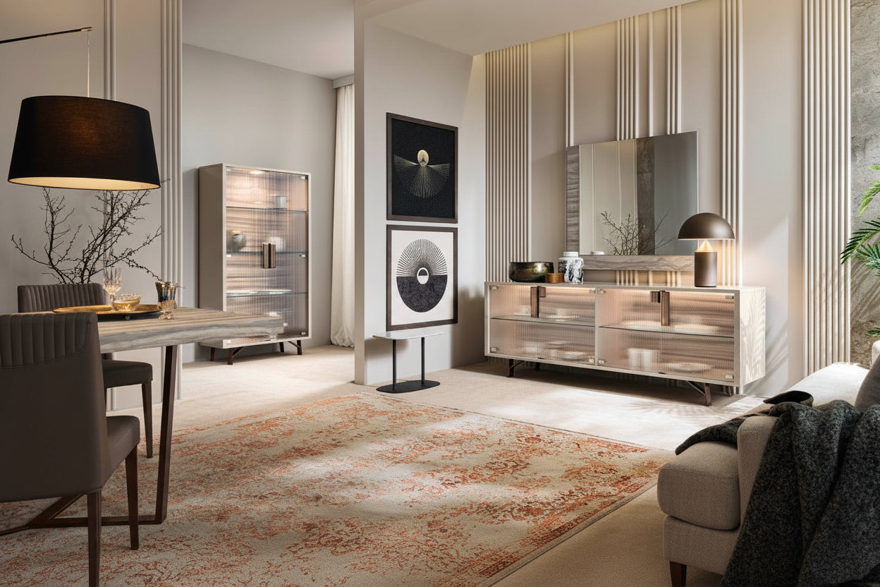 Jupiter modern living room with stylish furniture and decor