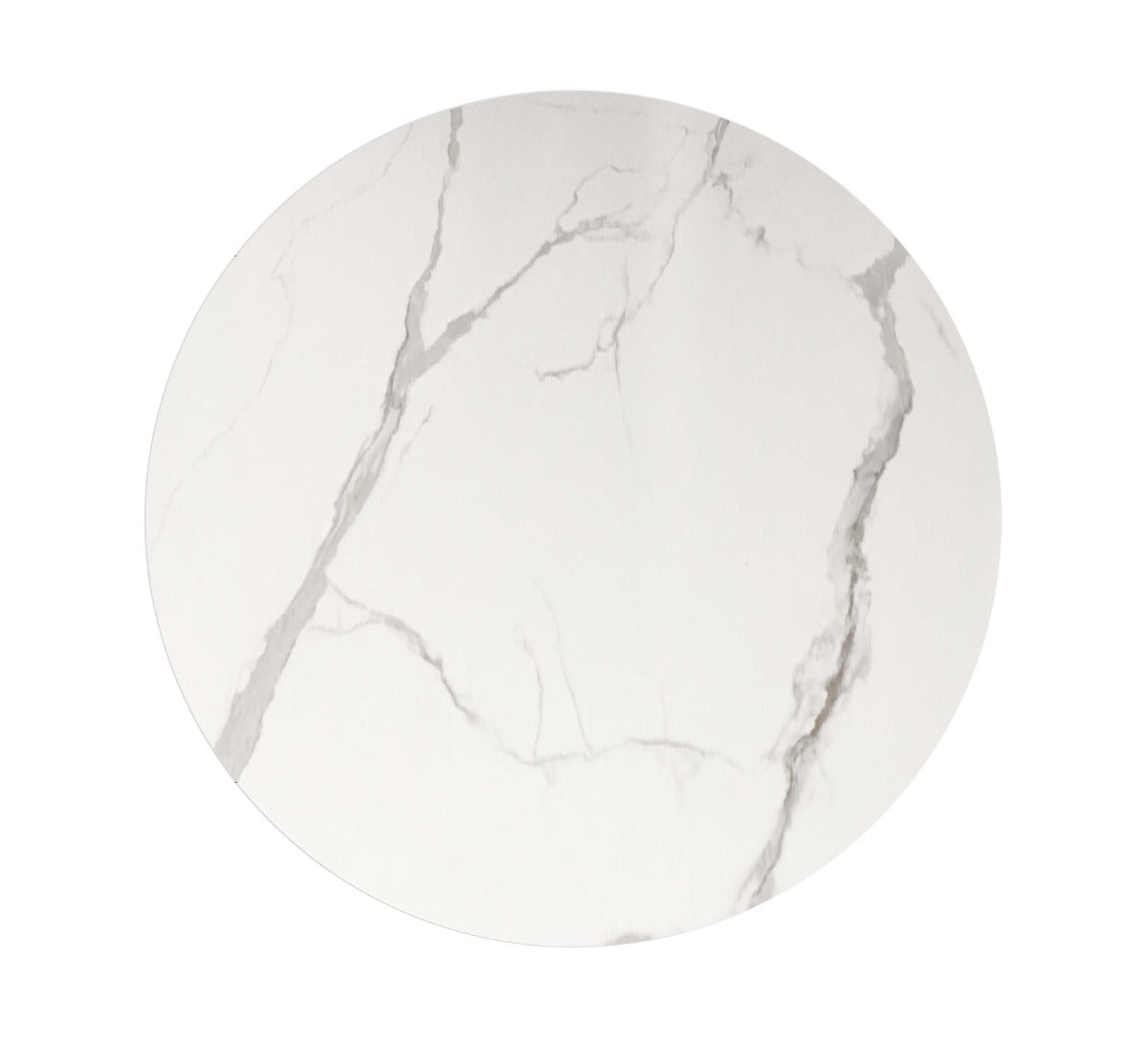 Round marble coaster with white and gray pattern on a white background