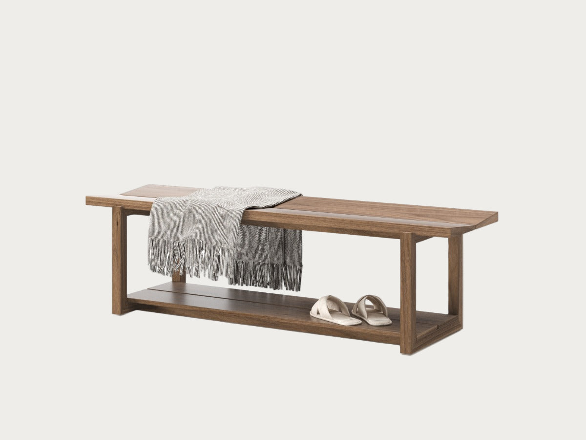 Kava 9600 wooden bench in natural walnut finish
