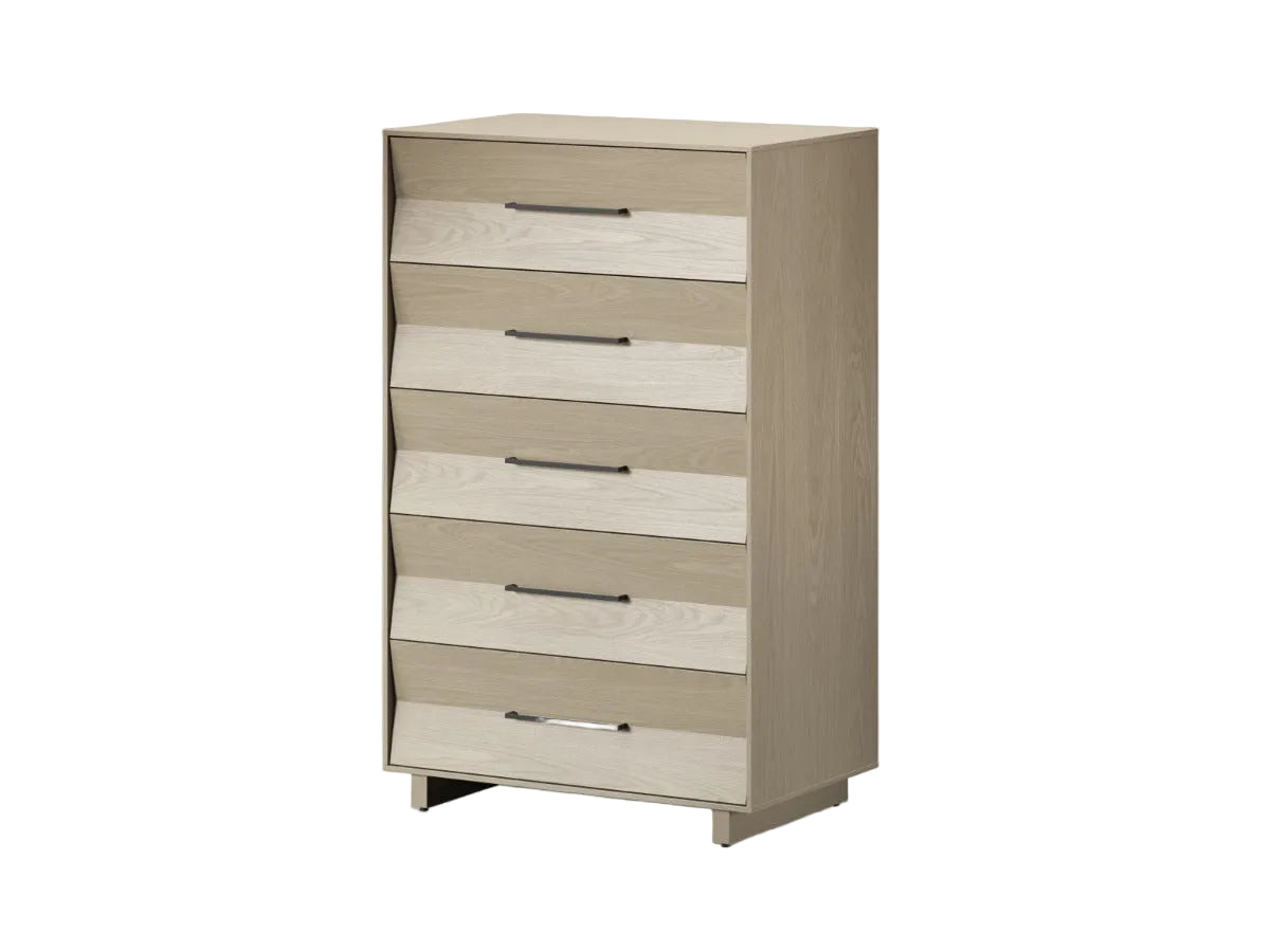 Wooden dresser with multiple drawers on a white background
