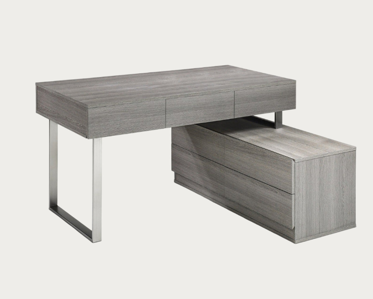 KD12 gray wooden desk with a drawer on a white background