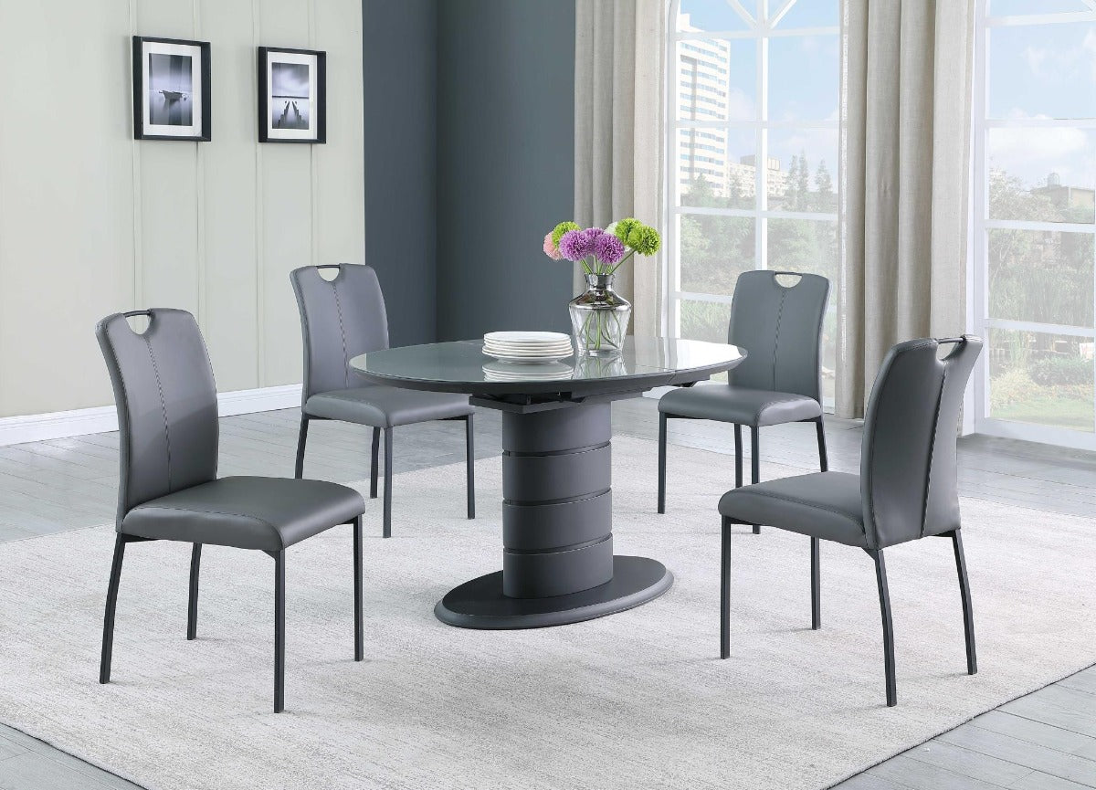 Kendra Contemporary Extendable Dining Table with Art Deco Strip Base