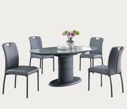 Kendra 5-piece dining  set with a gray round table and four matching,