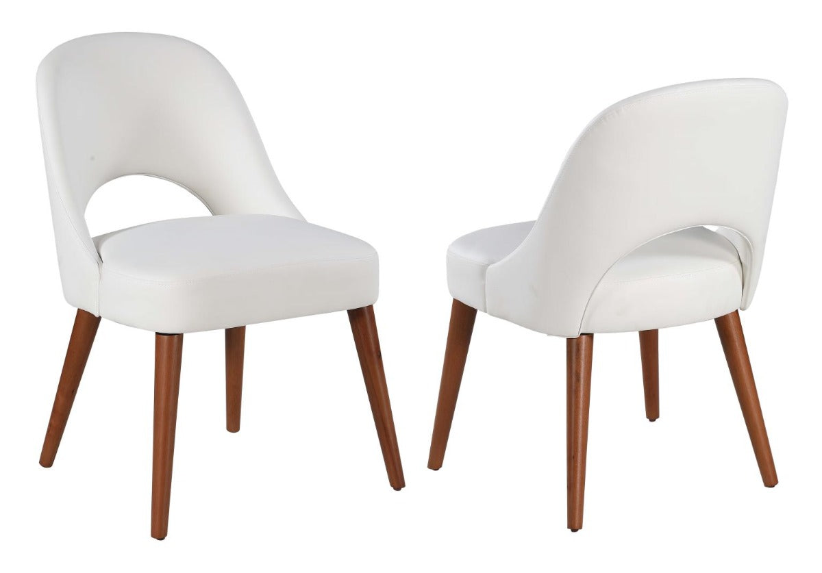 Kenza Modern Marbleized Sintered Stone Top Table & Wooden Legged Chairs