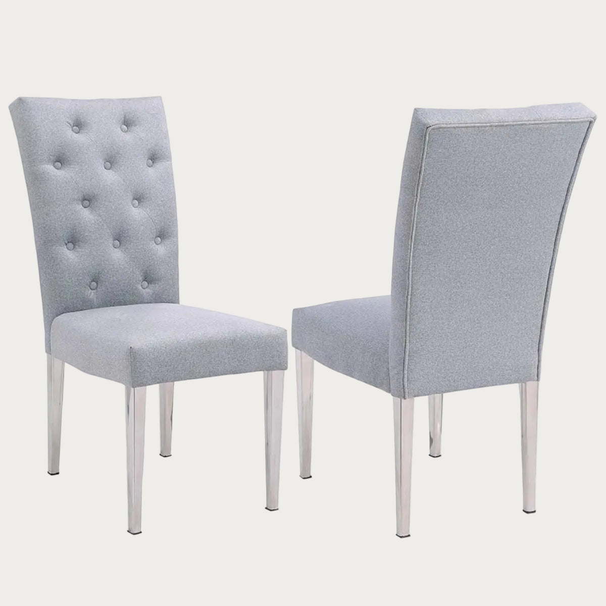 Kerry Button Tufted Back Side Chair with Steel Legs, Set of 2