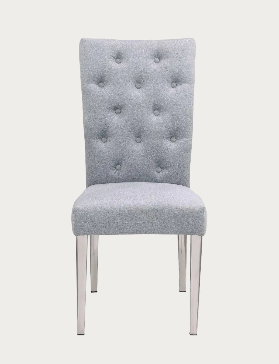 Kerry Button Tufted Back Side Chair with Steel Legs, Set of 2