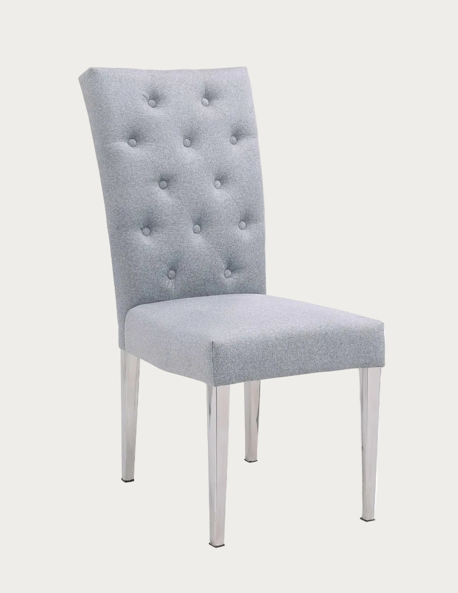 Kerry Button Tufted Back Side Chair with Steel Legs, Set of 2