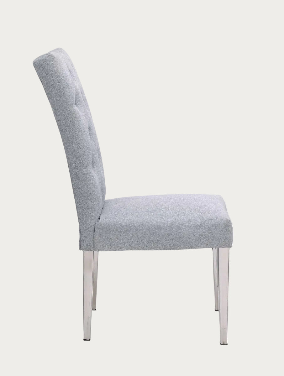 Kerry Button Tufted Back Side Chair with Steel Legs, Set of 2
