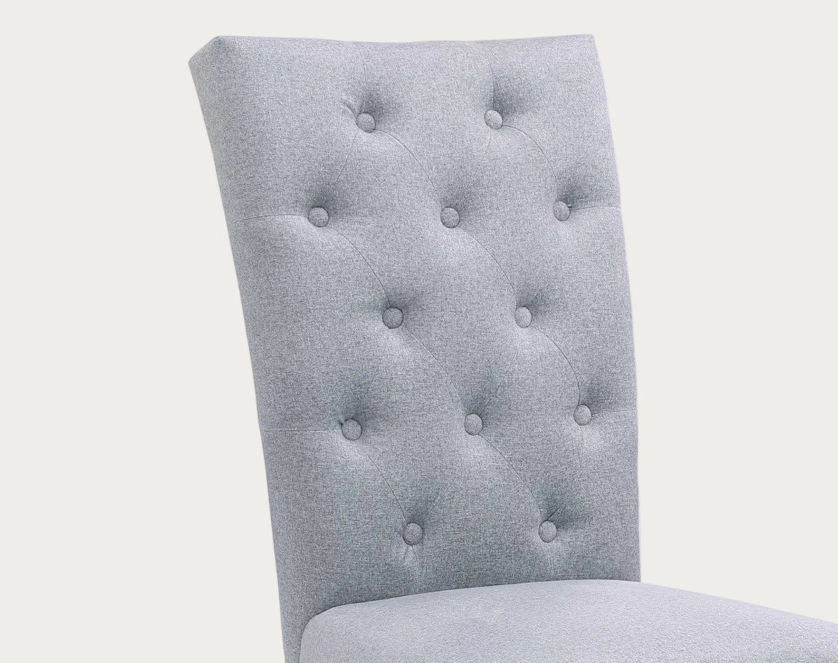 Kerry Button Tufted Back Side Chair with Steel Legs, Set of 2