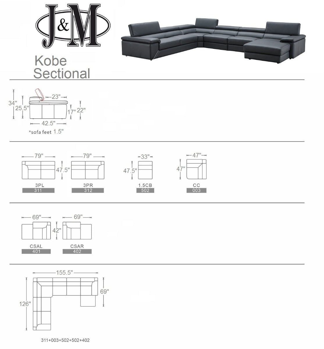Kobe Premium Leather Sectional