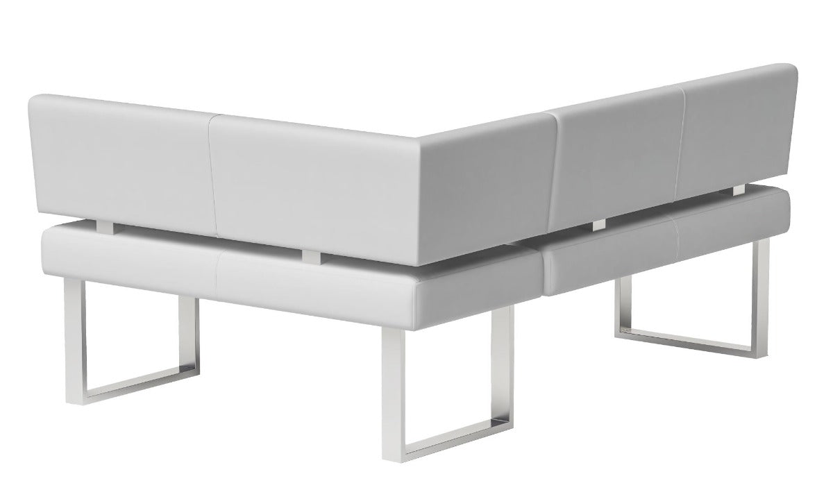 Linden 3-Piece Contemporary Dining Set with White Gloss Table, Upholstered Bench & Nook
