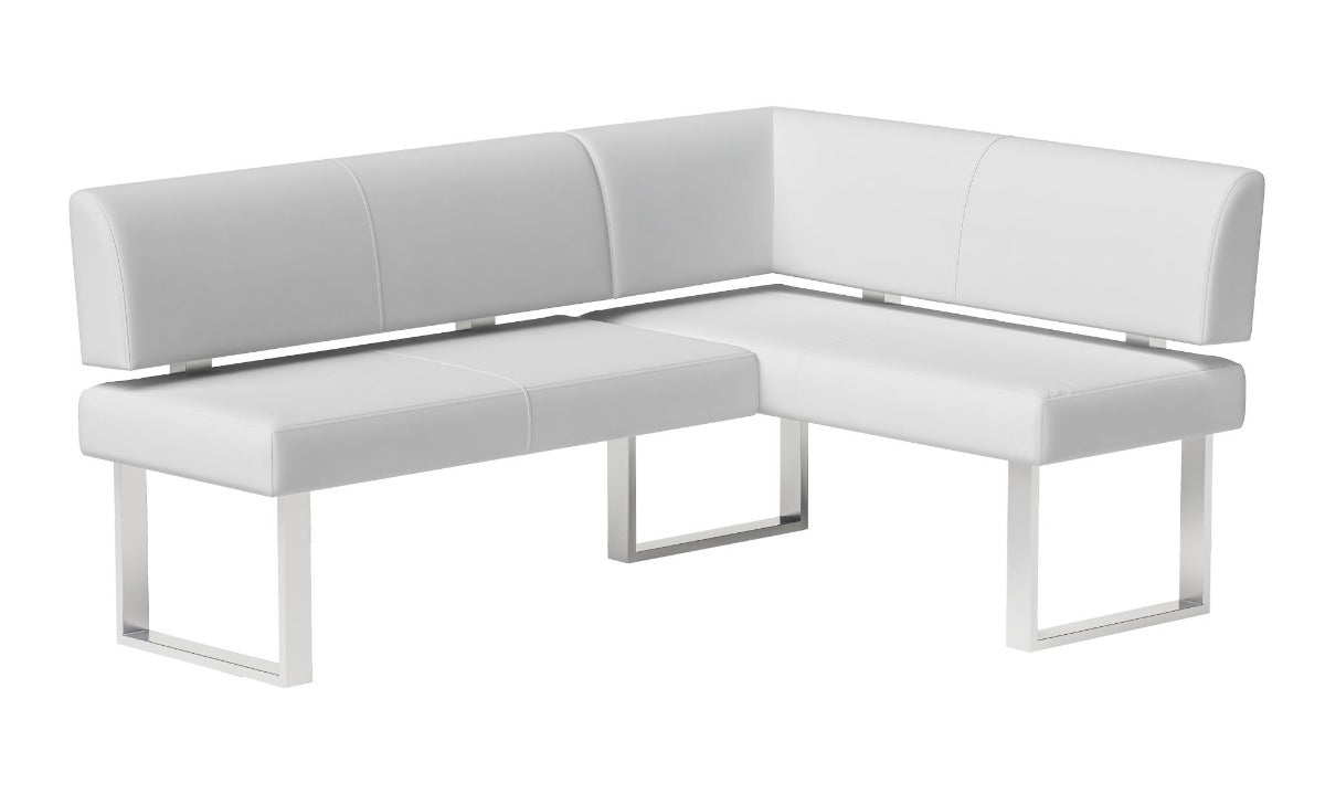 Linden 3-Piece Contemporary Dining Set with White Gloss Table, Upholstered Bench & Nook