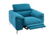Lucca recliner chair in turquoise fabric on a white background