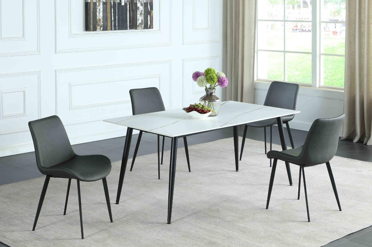 Mary Contemporary Dining Room Set with Sintered Stone Top & 4 Chairs