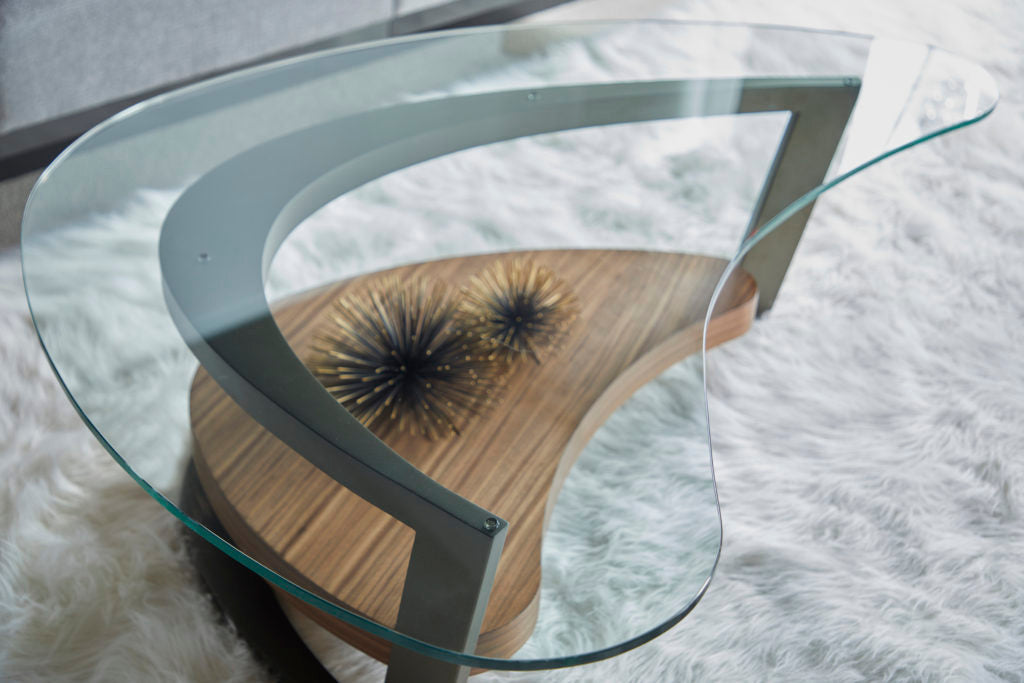 Elite Modern Maui Coffee Table with Walnut Natural Finished Shelf