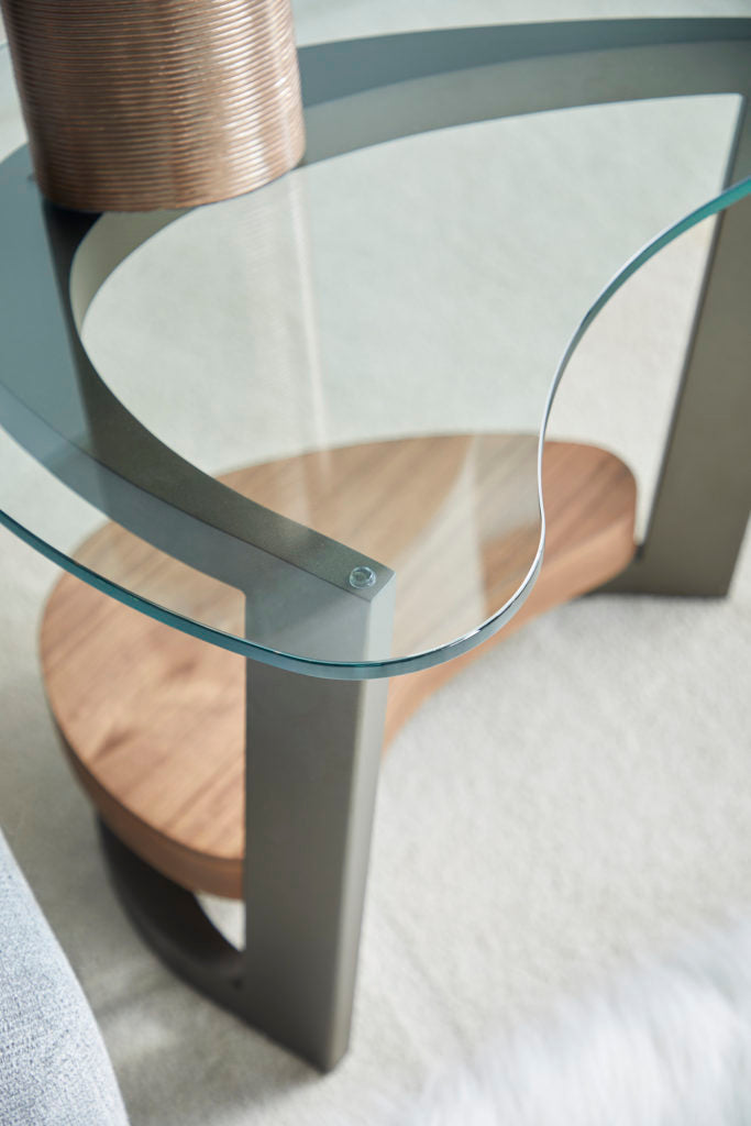Elite Modern Maui End Table with Walnut Ebony Finished Shelf