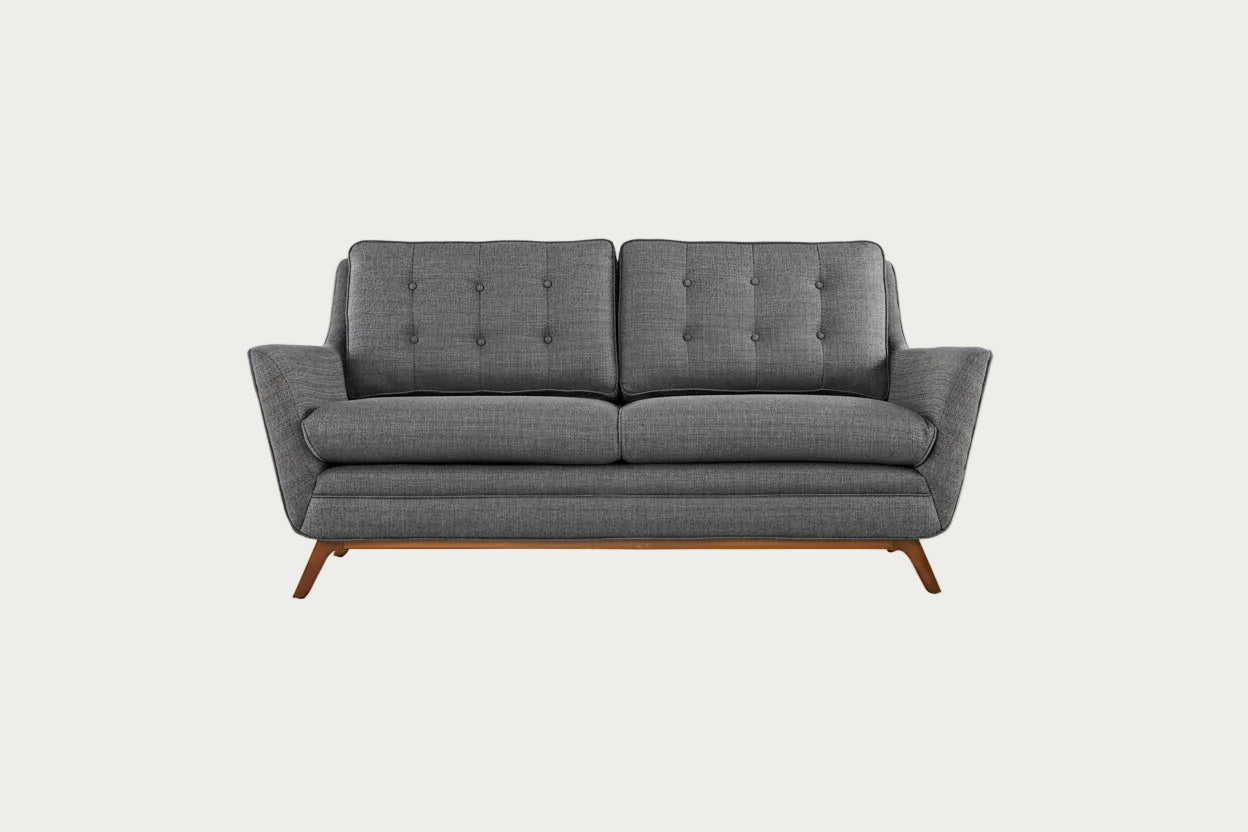 Modway Beguile gray sofa with buttoned backrest on a white background
