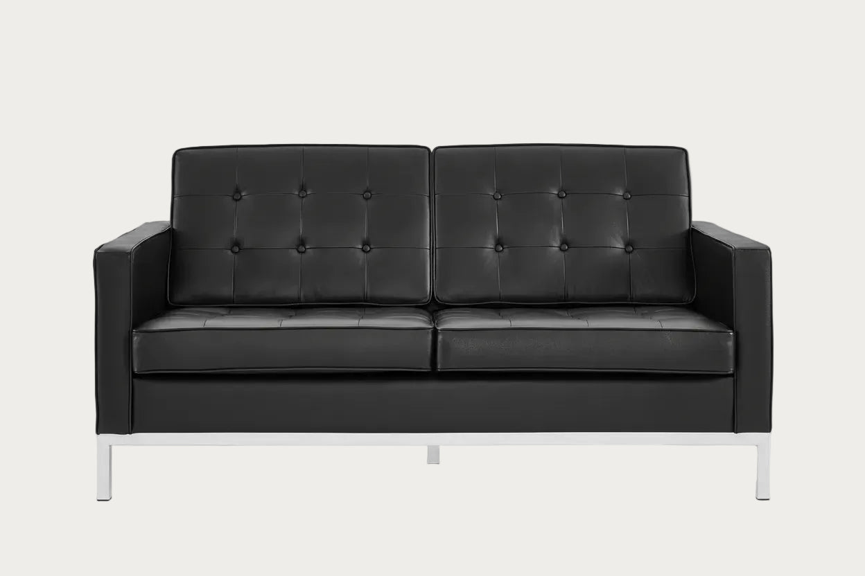 Modway Loft loveseat upholstered with black faux leathers