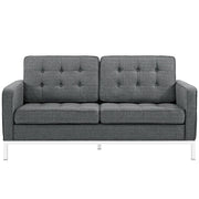 Modway Loft Upholstered Fabric Loveseat in Teal