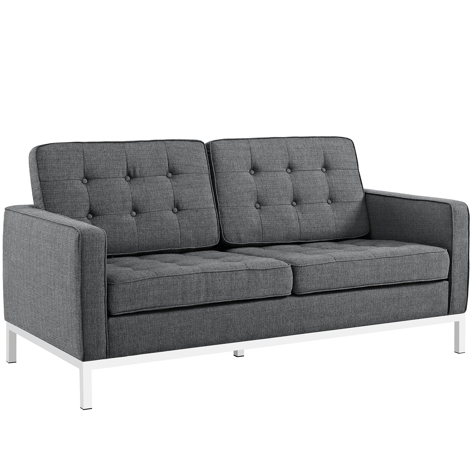 Modway Loft Upholstered Fabric Loveseat in Teal
