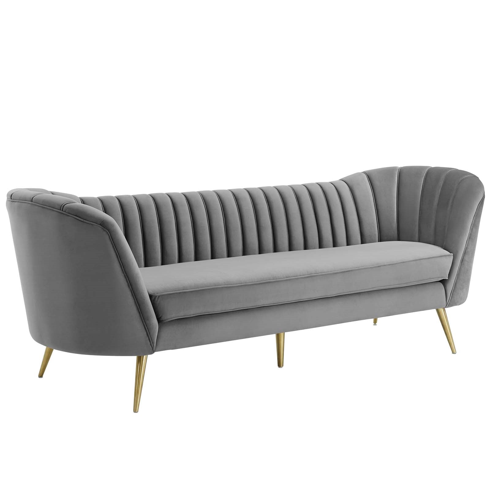 Modway Opportunity Vertical Channel Tufted Curved Performance Velvet Sofa