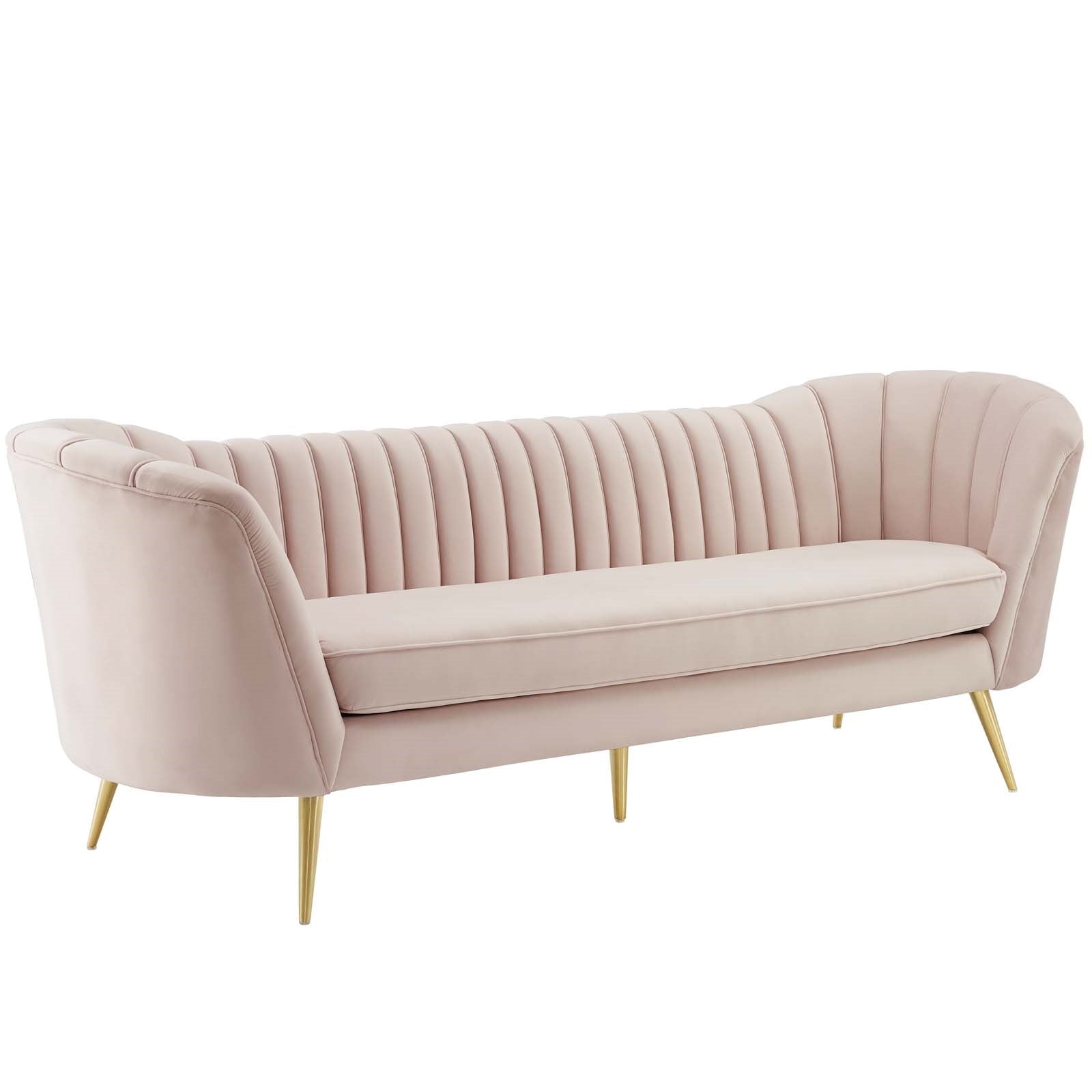 Modway Opportunity Vertical Channel Tufted Curved Performance Velvet Sofa