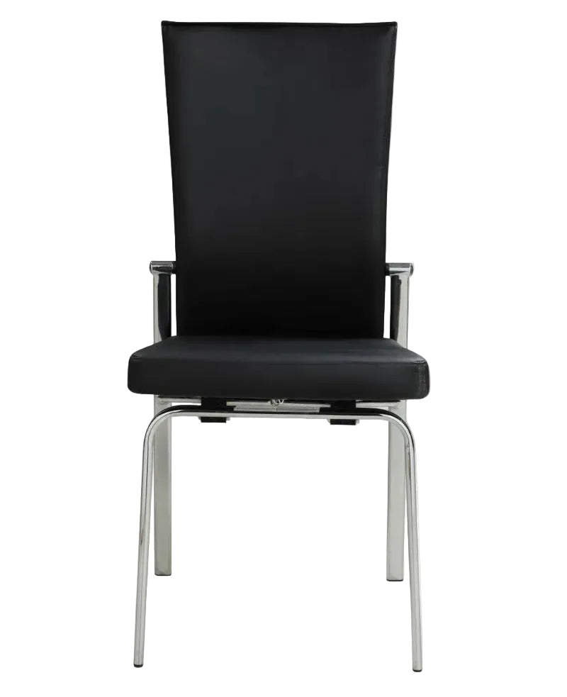 Black Molly side chair with metal legs on a white background