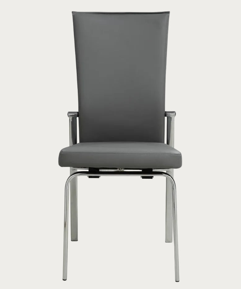 Molly gray side chair with metal frame, front view