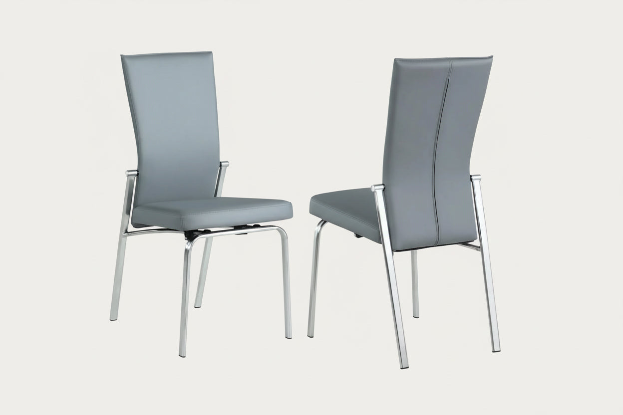 Two gray Molly side chairs