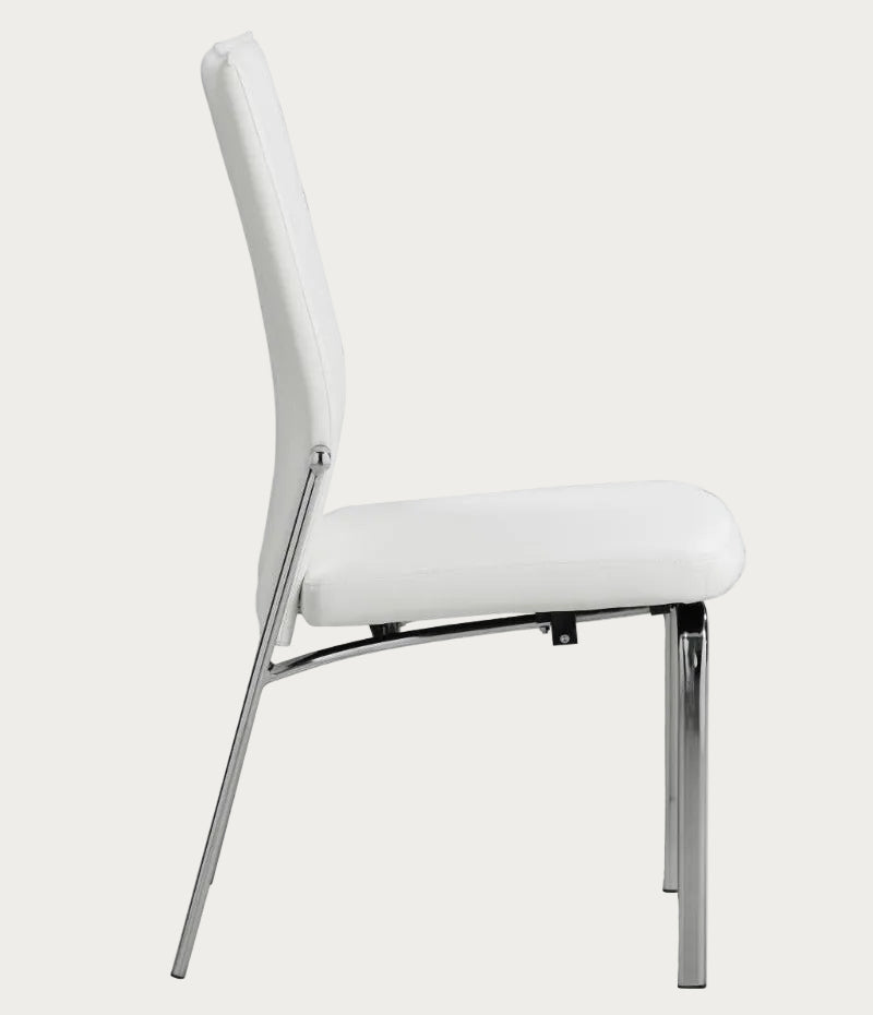 White chair with metal legs on a white background