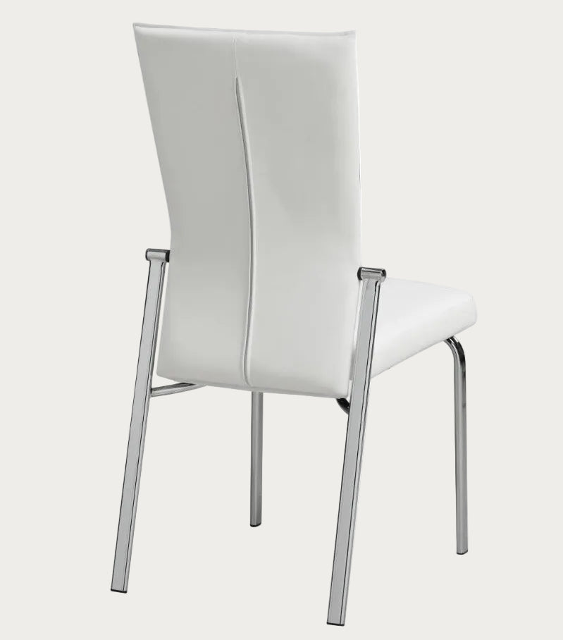 White chair with metal legs on a white background