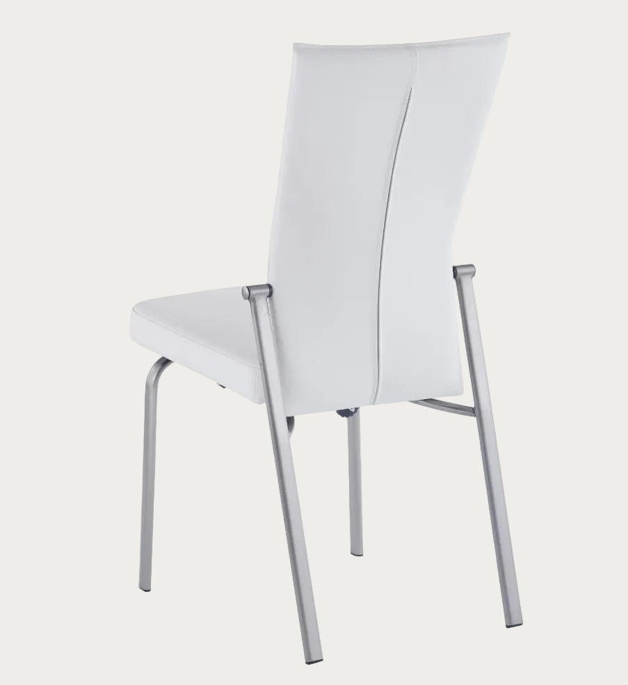 White Molly side chair with a minimalist design on a white background