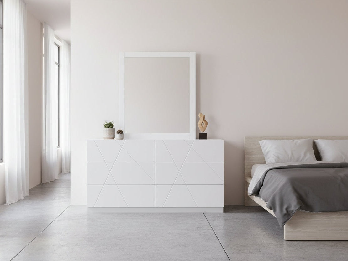 Naples Dresser and Mirror, White High Gloss