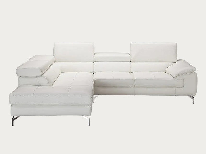 White leather sectional sofa on a white background
