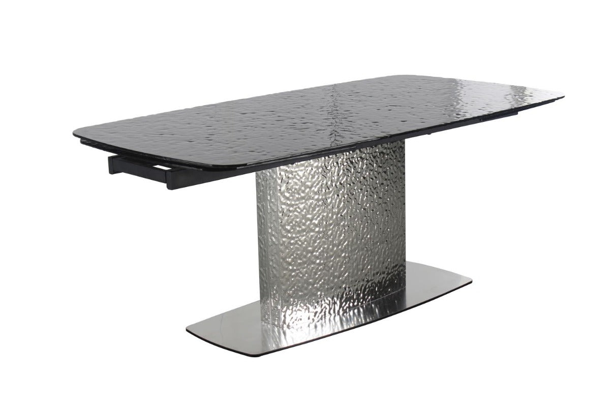 Nora Tessa 5-Piece Contemporary Dining Room Set with Extendable Textured Table & Steel Accent Chairs