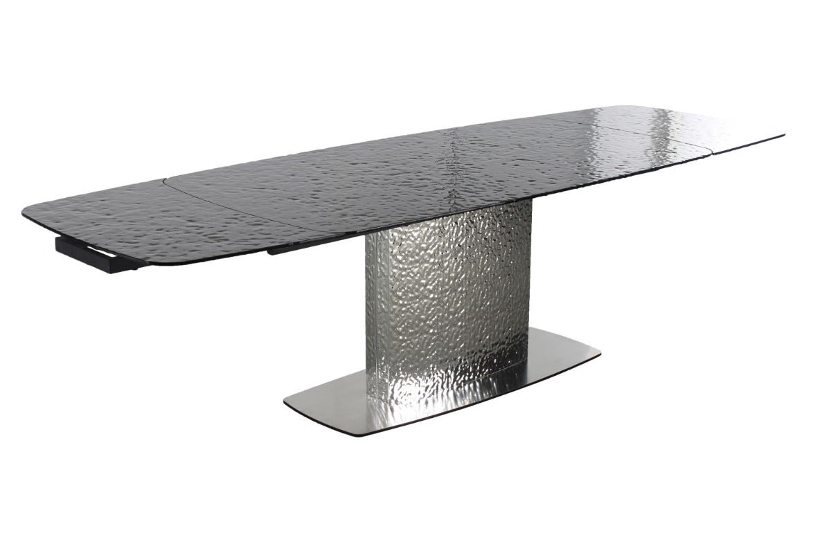 Nora Tessa 5-Piece Contemporary Dining Room Set with Extendable Textured Table & Steel Accent Chairs