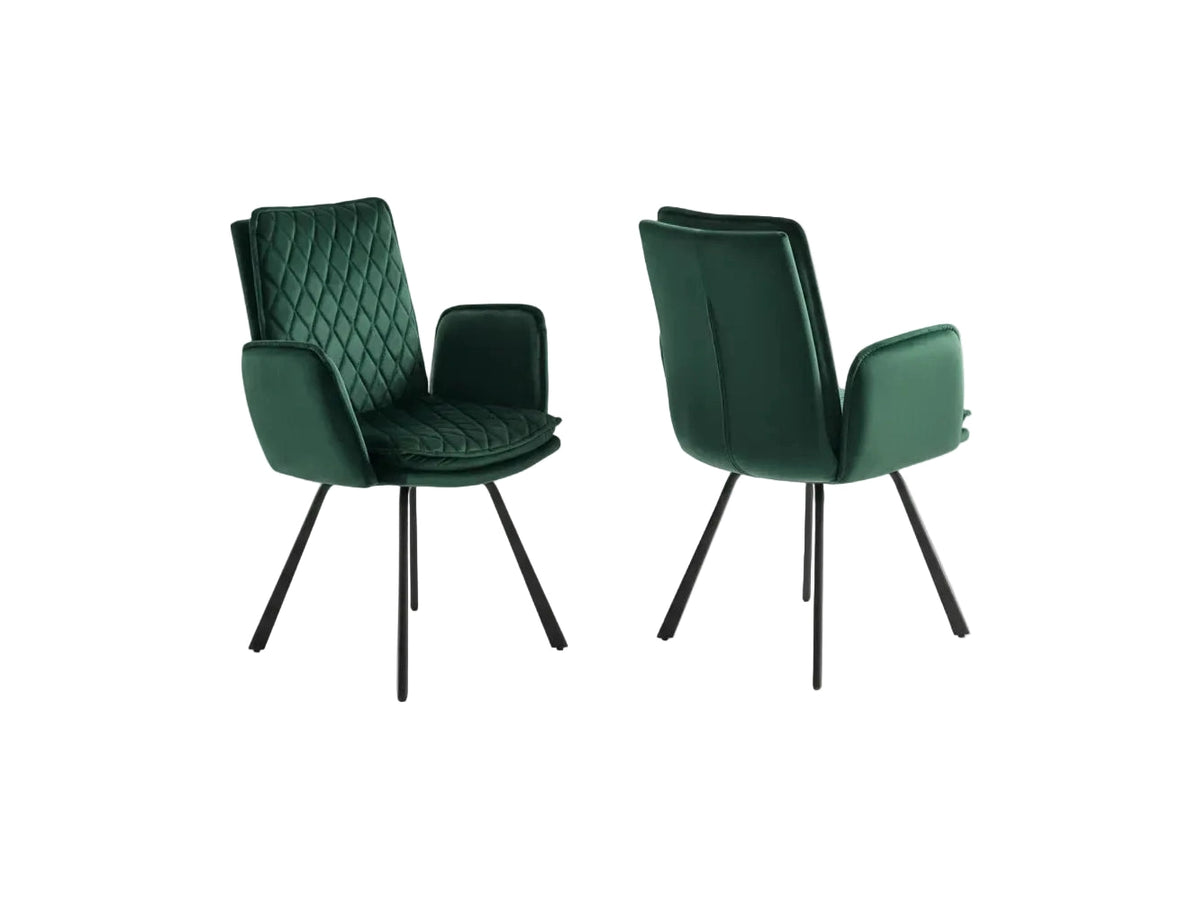 Novel Green Velvet Armchair with Black Frame