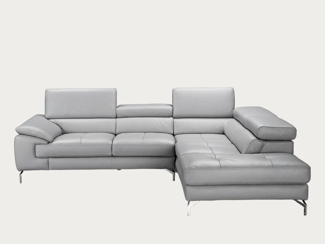 Olivia gray right-facing chaise sectional sofa on a white background.