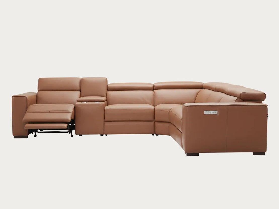 Picasso 6 Pc Motion Sectional, Caramel Leather