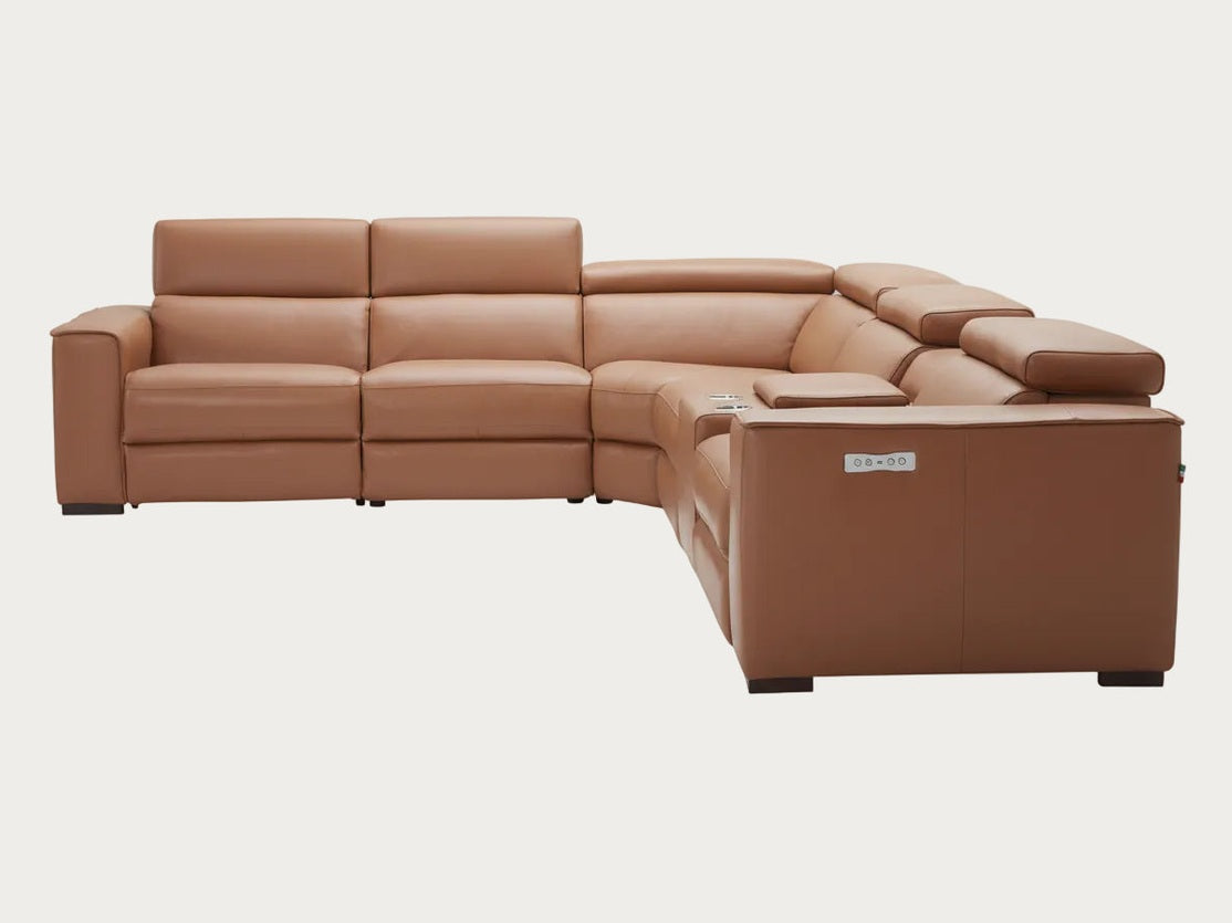 Picasso 6 Pc Motion Sectional, Caramel Leather