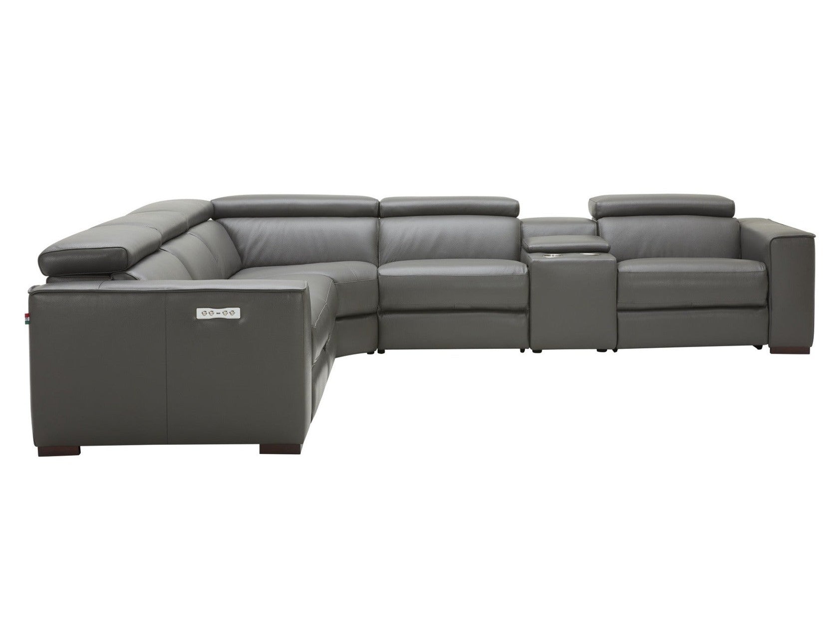 Picasso 6 Pc Motion Sectional, Dark Gray Leather