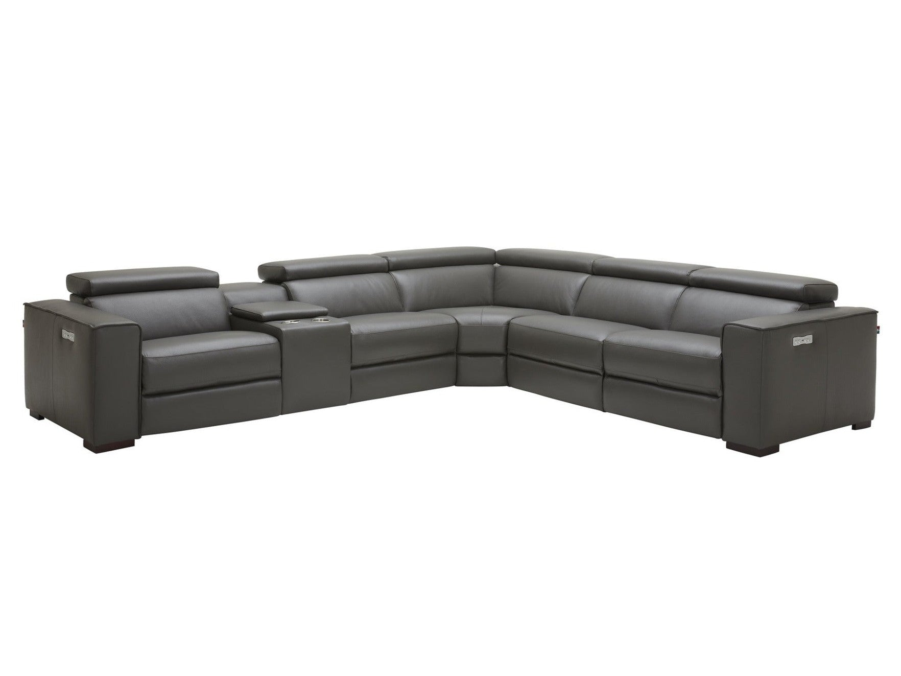 Picasso 6 Pc Motion Sectional, Dark Gray Leather