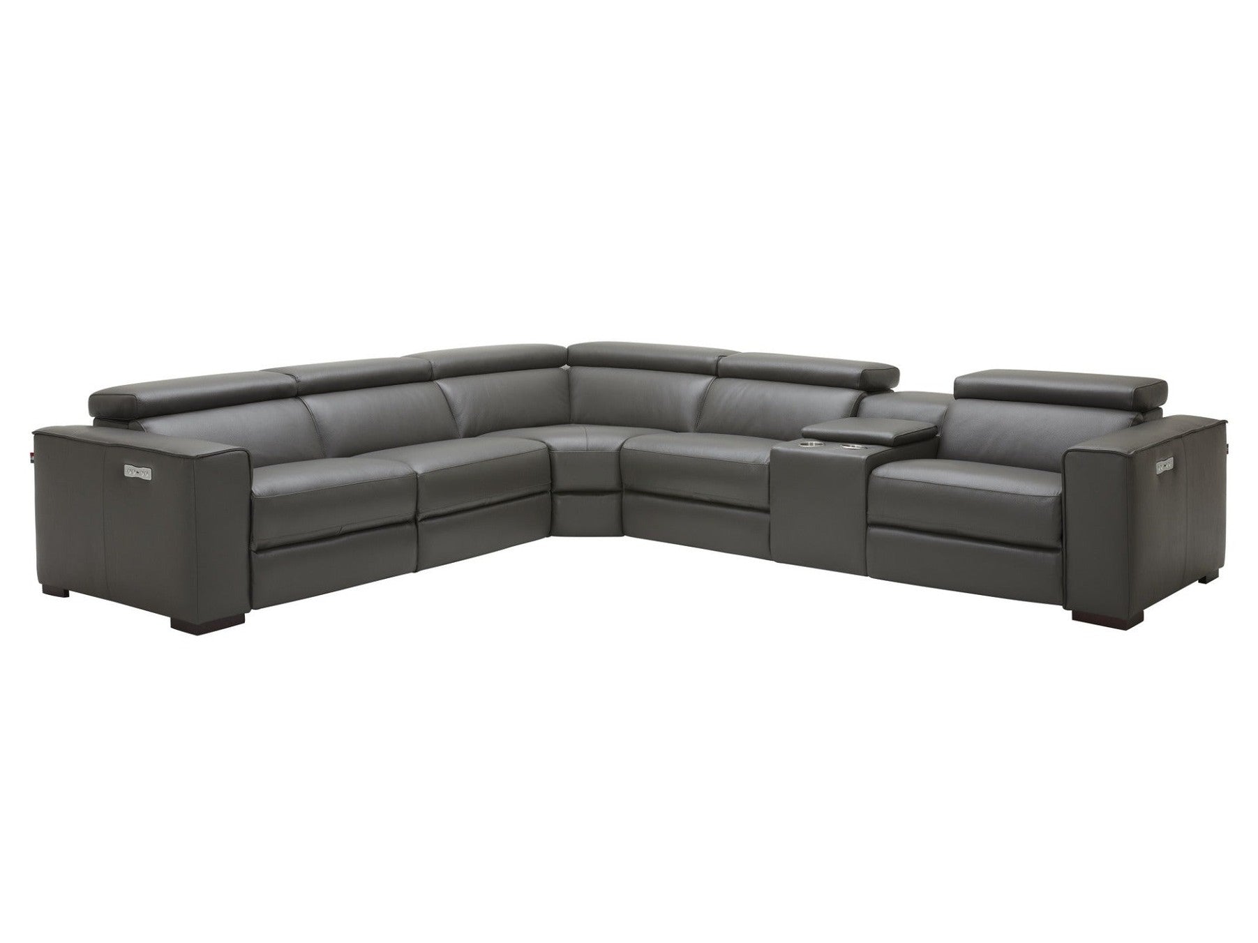 Picasso 6 Pc Motion Sectional, Dark Gray Leather