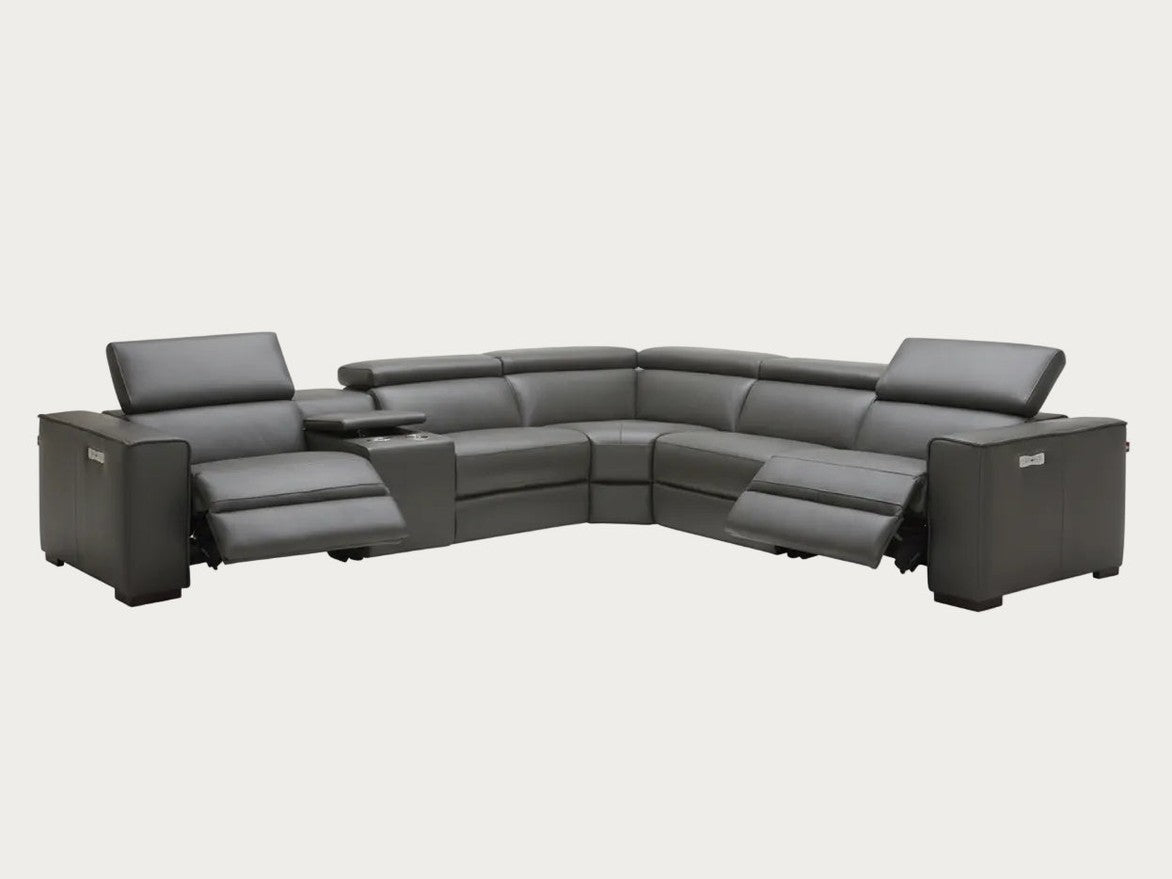 Picasso 6 Pc Motion Sectional, Dark Gray Leather